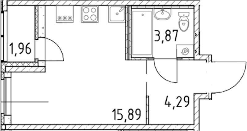 Квартира студия 24.05 м², 11/17 эт., ЖК «Город Первых»